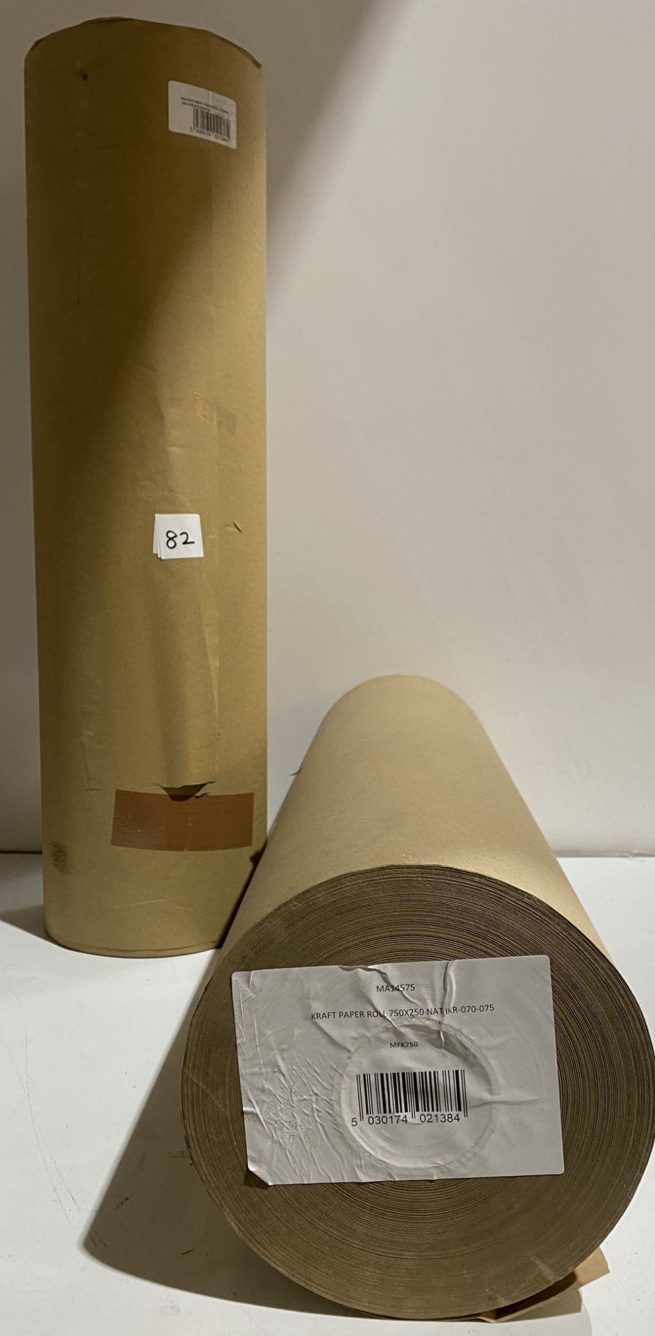 2 x rolls brown kraft paper 750mmx250mm MA14575 (saleroom location: G10)