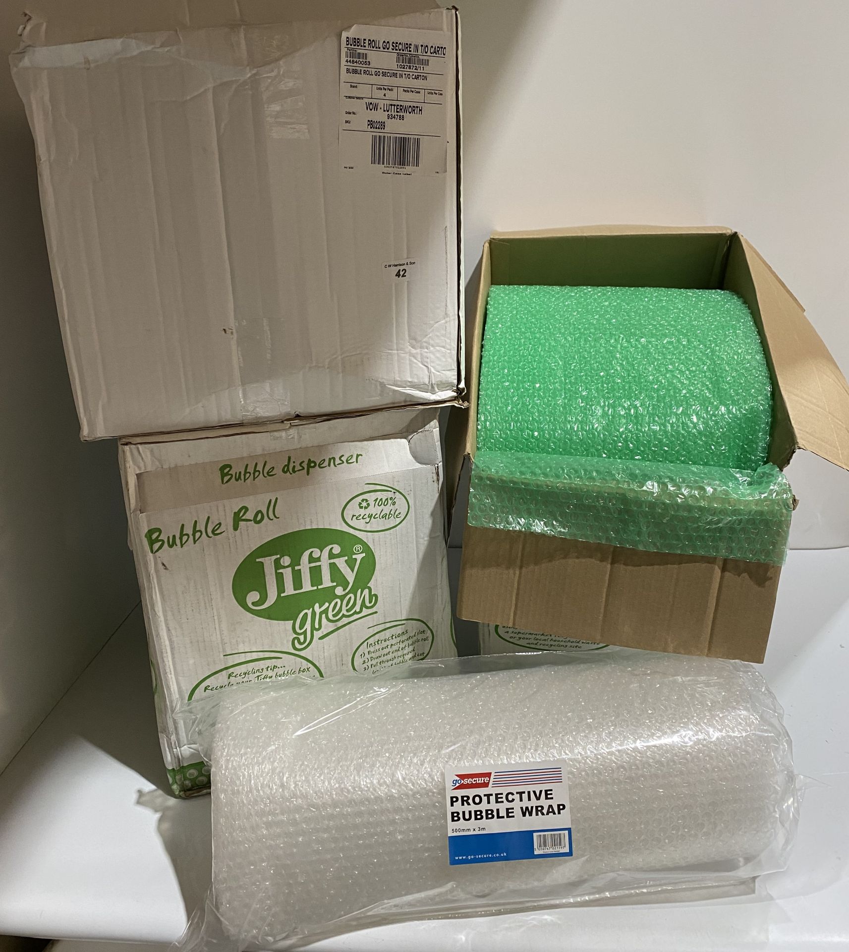 2 x boxes of Jiffy green bubble role 30cmx 50m,