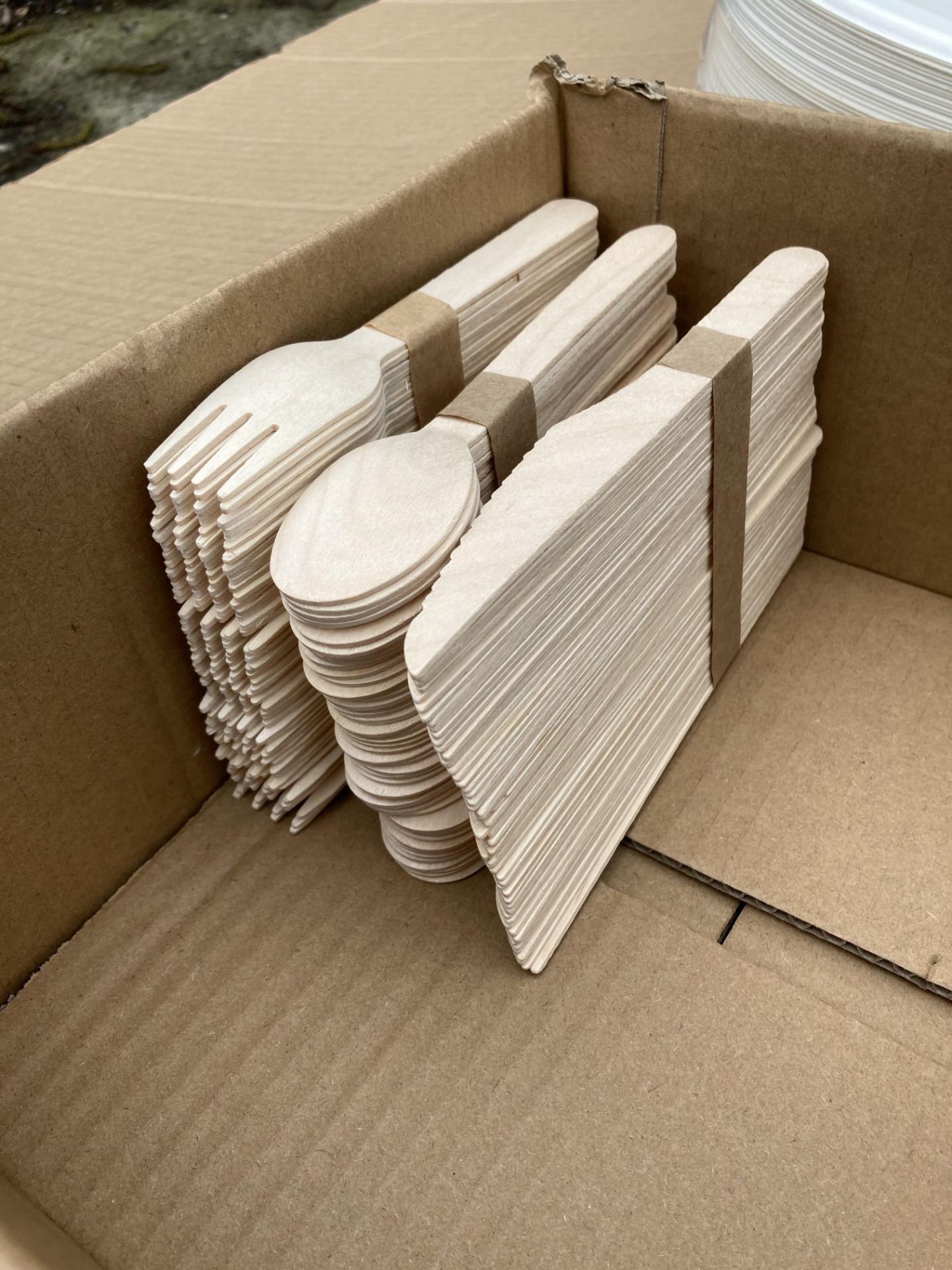 60 x Boxes of approximately 100 x Wooden Cutlery and Paper Plates (4 x outer boxes) (saleroom - Image 2 of 3