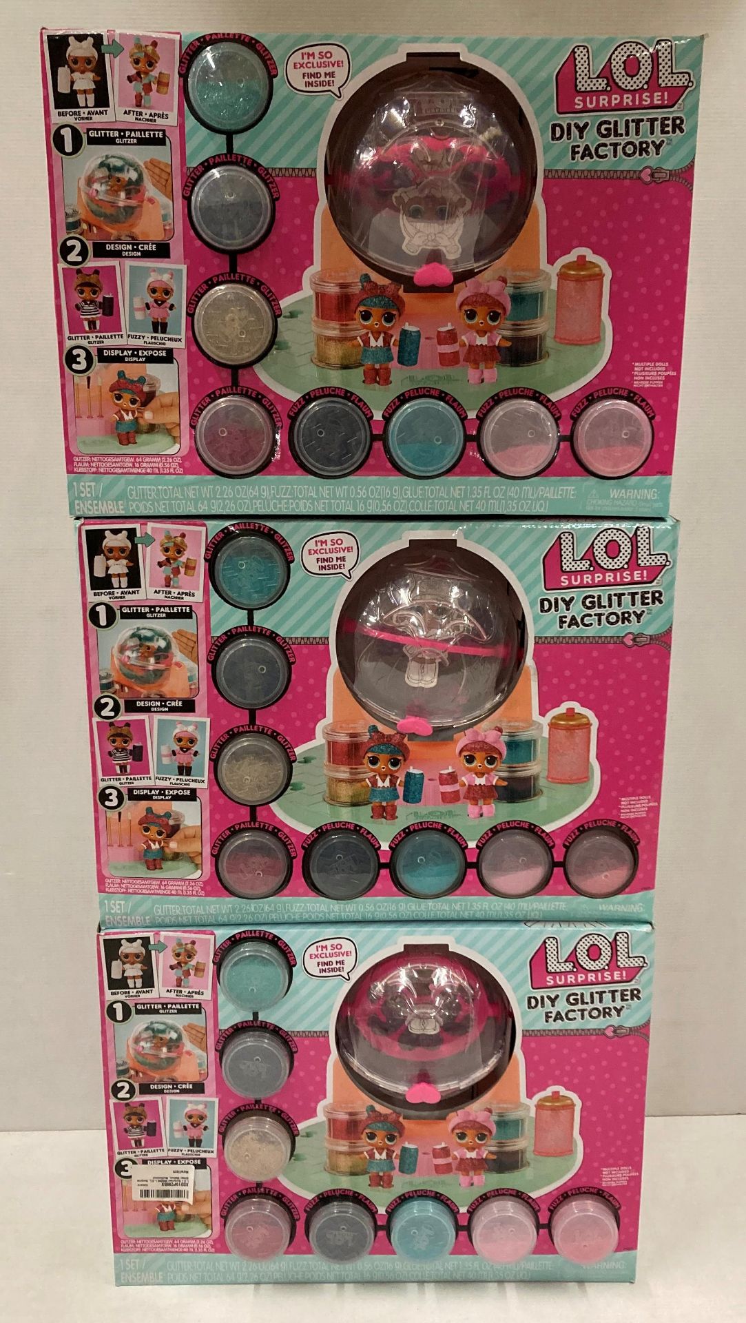 3 x LOL Surprise DIY Glitter Factory sets RRP £54.