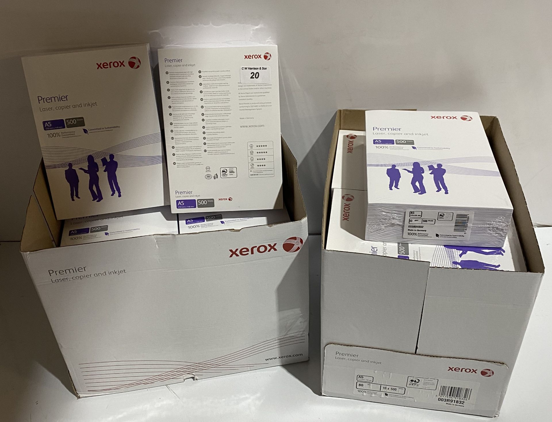 17 x reams 500 sheets each ream Xerox A5 copier paper white (saleroom location: H11)