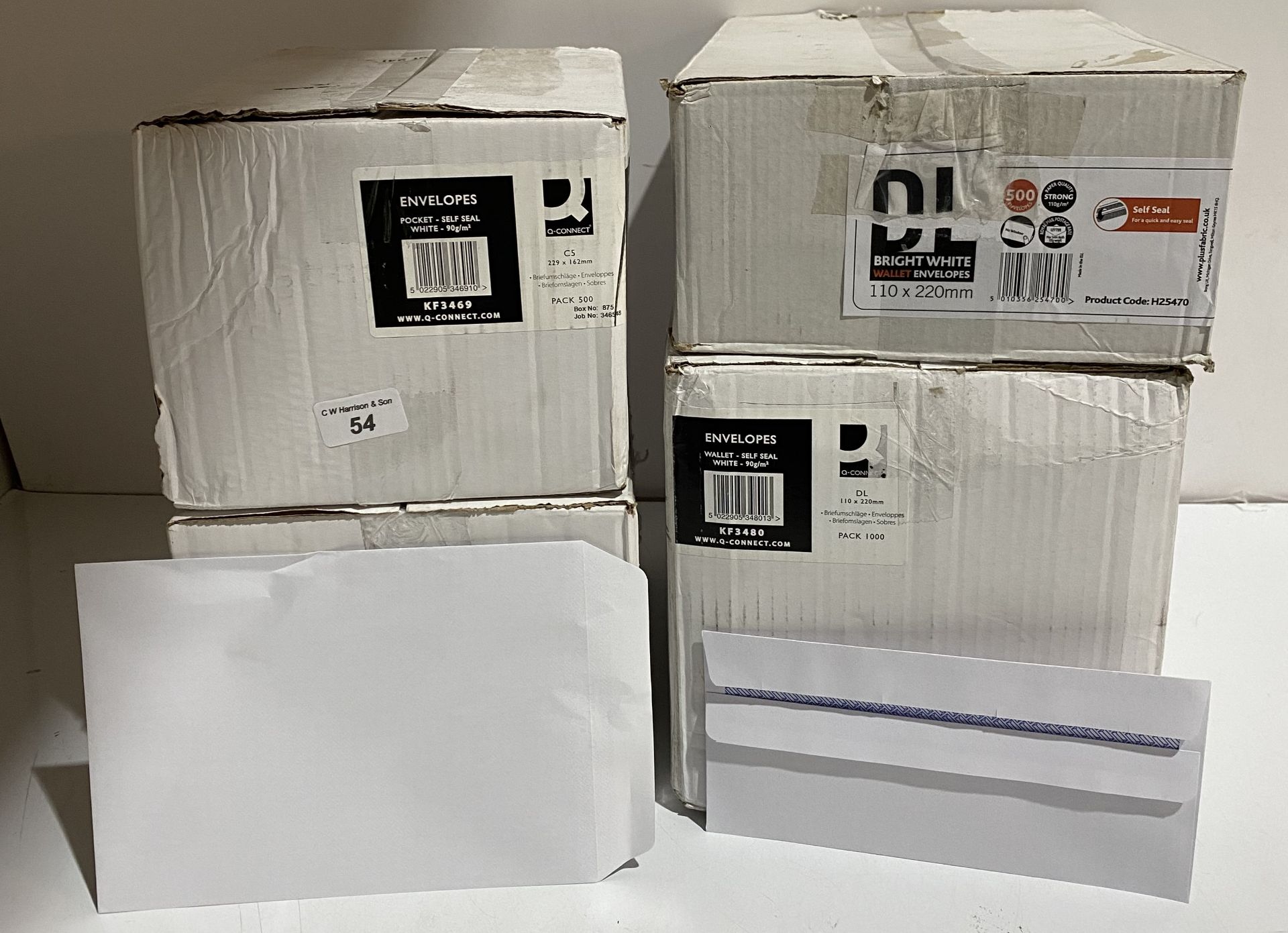 2 x boxes of 500 white self seal C5 envelopes no window,