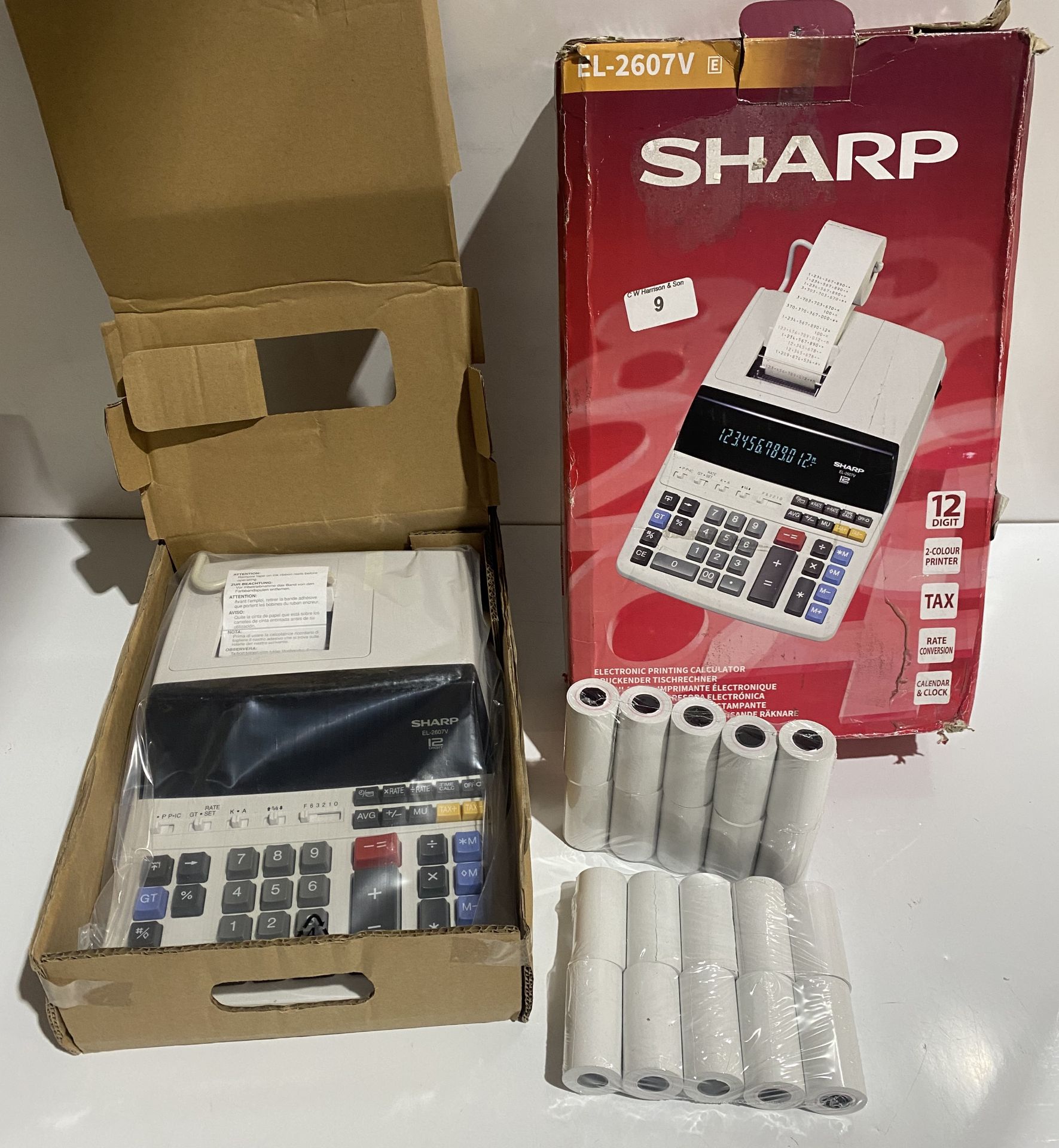 1 x new boxed Sharp EL-2607V electronic printing calculator desktop 12 digit with 20 rolls