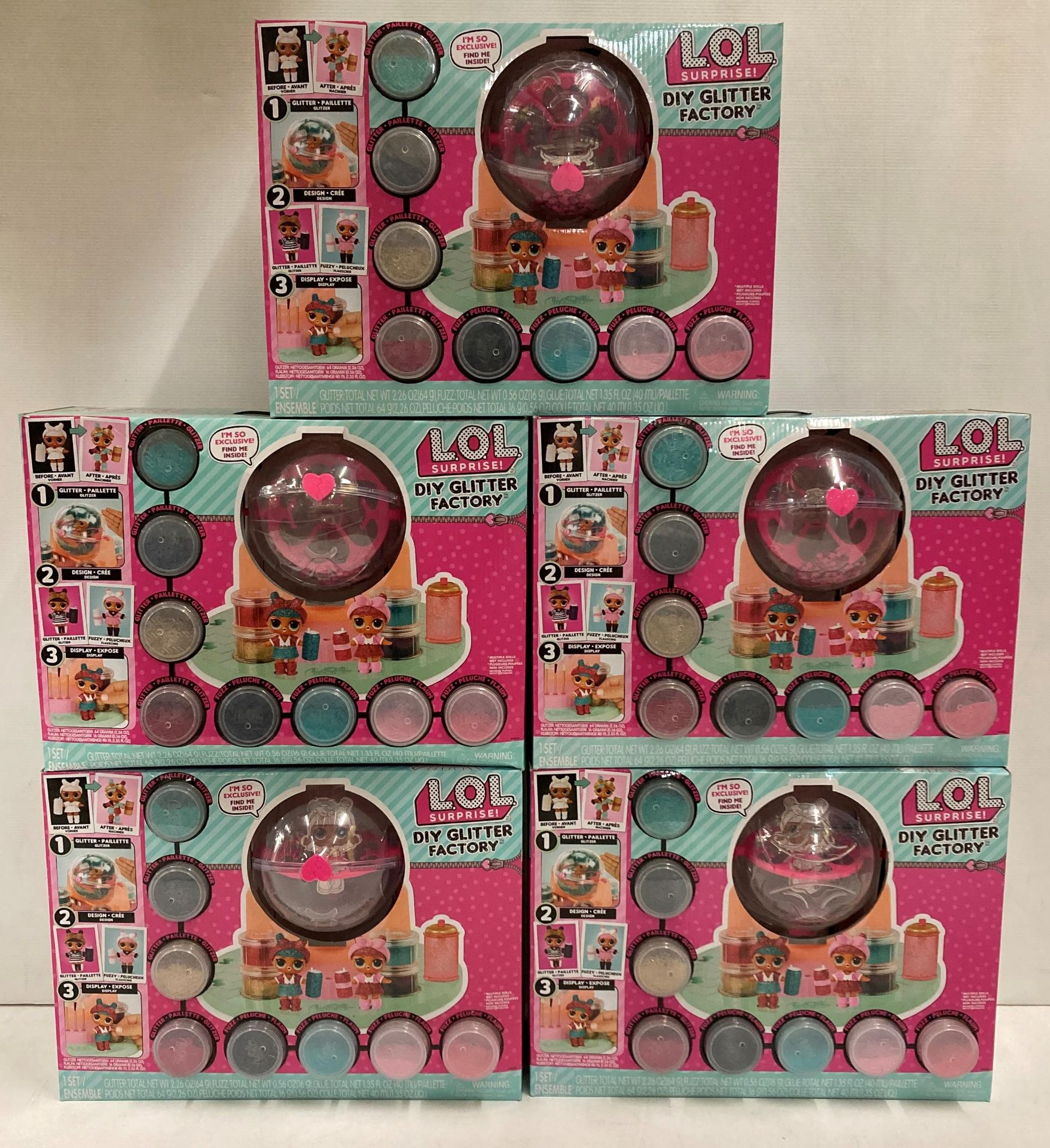 5 x LOL Surprise DIY Glitter Factory sets RRP £54.