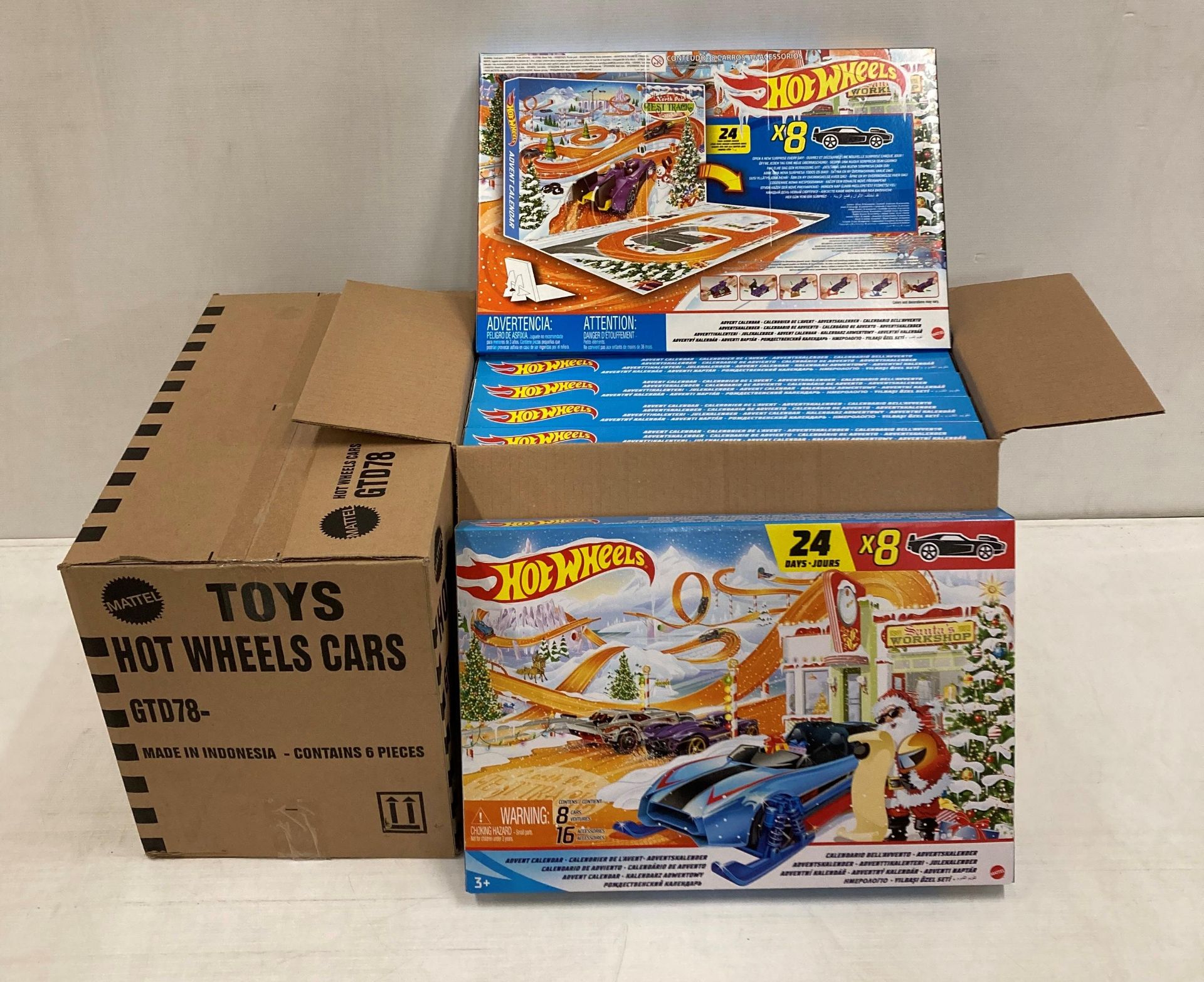 12 x Hot Wheels Advent Calendars RRP £28 each - containing 8 x cars and 16 x accessories (2 x outer