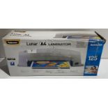 1 x new boxed Fellowes Lunar A4 home laminator jam free up to 125 microns (saleroom location: H13)
