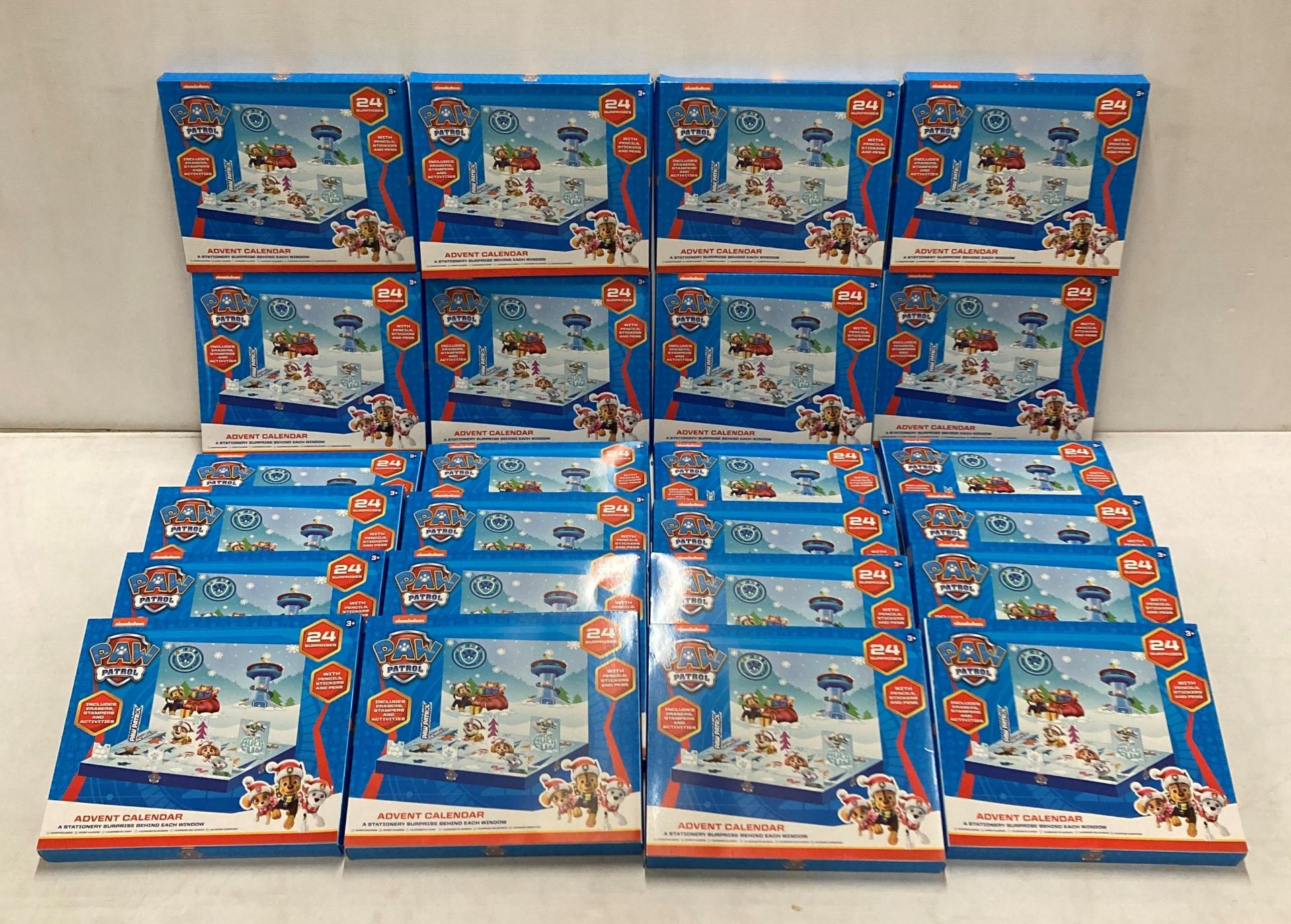 24 x Paw Patrol Advent Calendars with 24 x Surprise Stationery Gifts (saleroom location: Cage S/T)