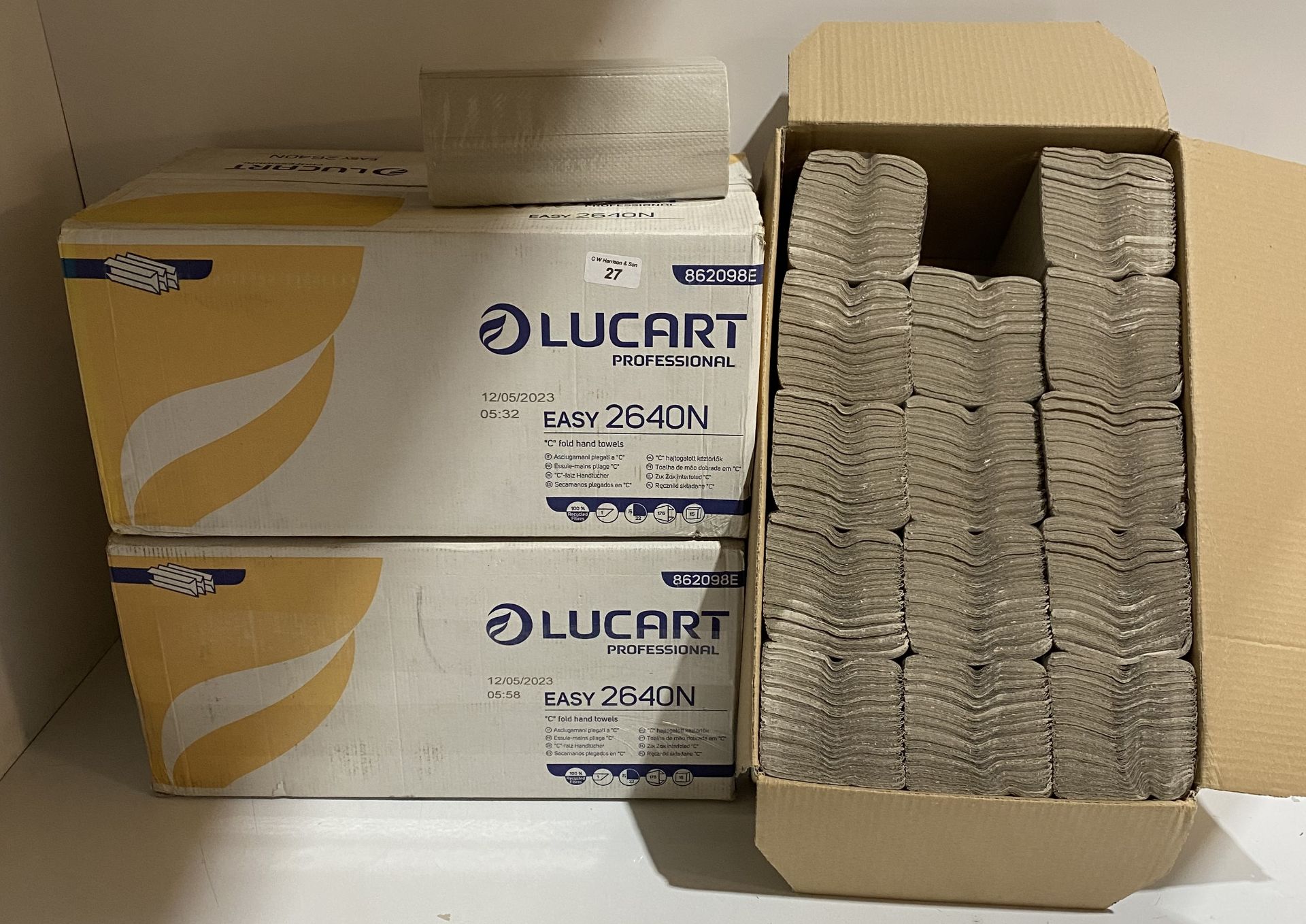 3 x boxes of 15 sleeves each with 176 per sheet C fold Lucart 1 ply paper hand towel (saleroom