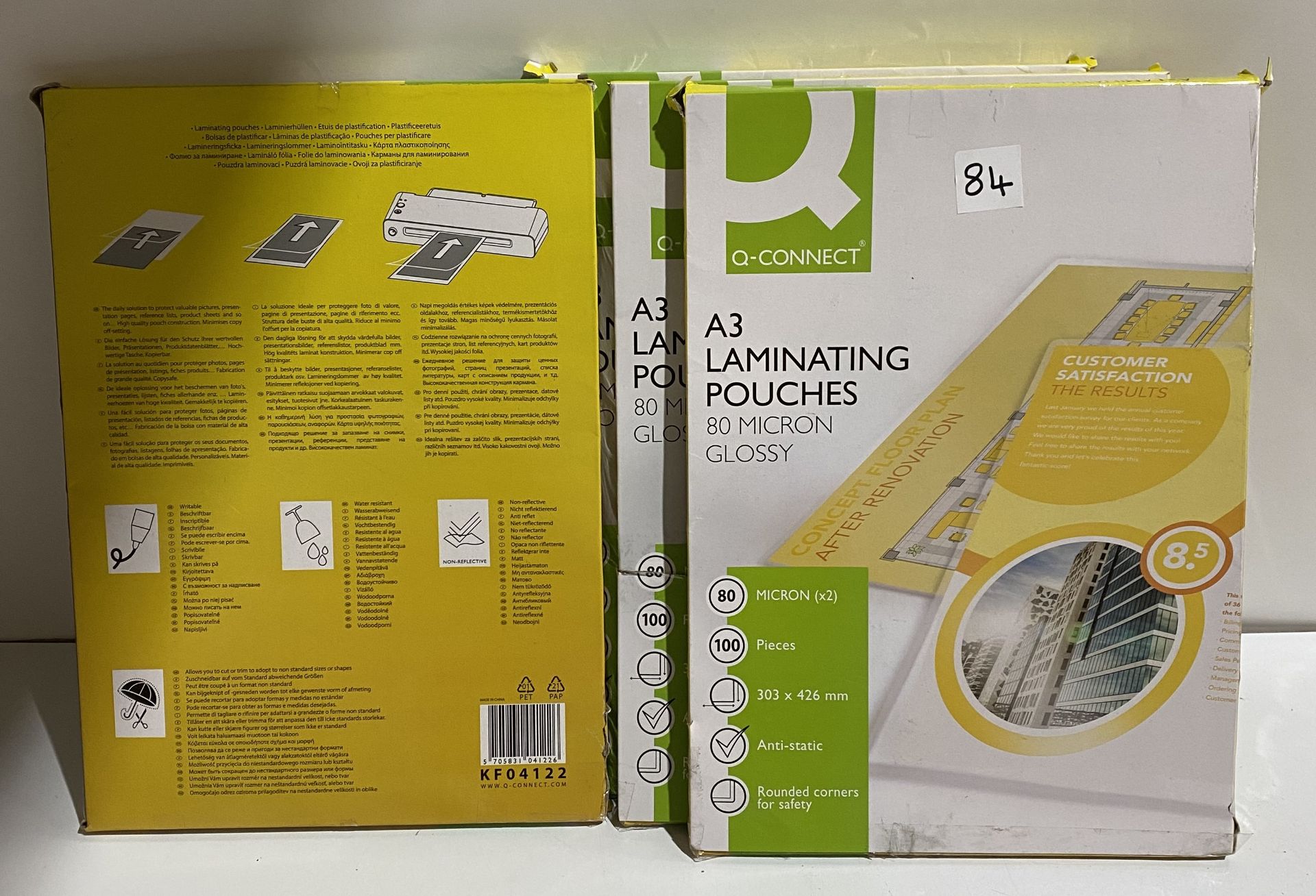 4 x packs of 100 each pack A3 laminating 75micron pouches anti static rounded corners (saleroom