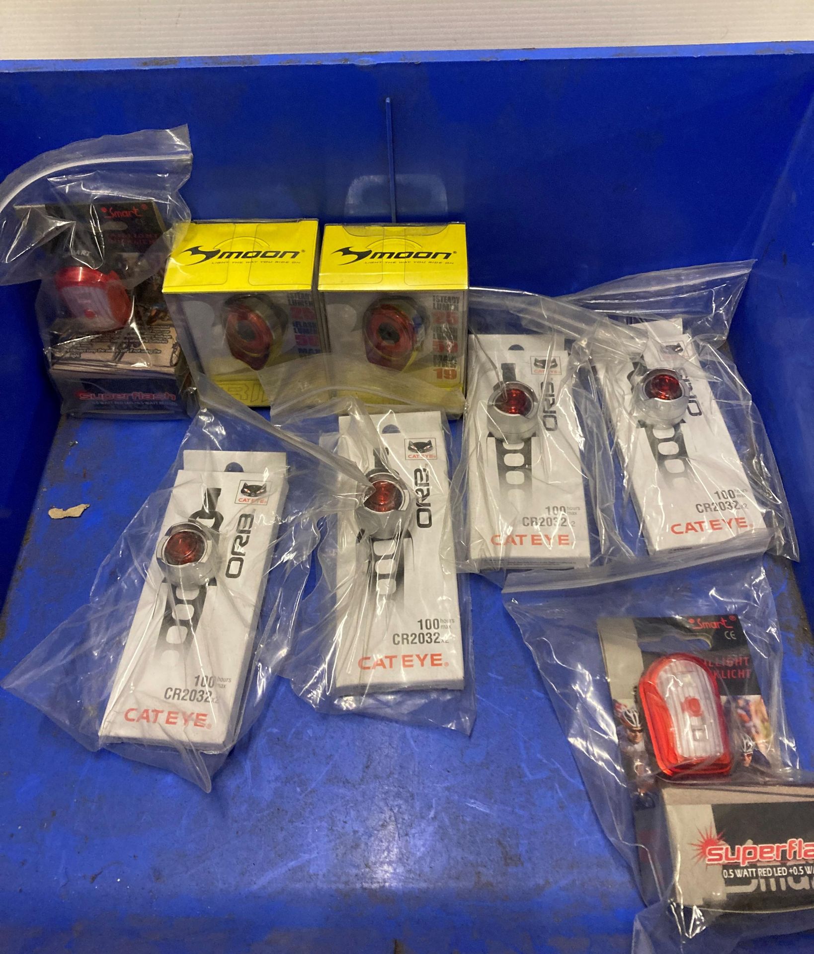 Contents to box - 16 x assorted bicycle components and flashing tail lights (saleroom location: - Image 2 of 3
