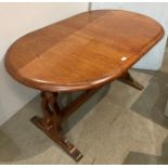 Solid oak 'D'-ended extending dining table,