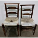 Pair of elm church chairs with re-woven seats and double ladder back (saleroom location: MA4)