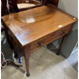 A stained oak single-drawer side table,