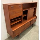 Mid-Century teak sideboard with pull-down door for drinks cabinet,