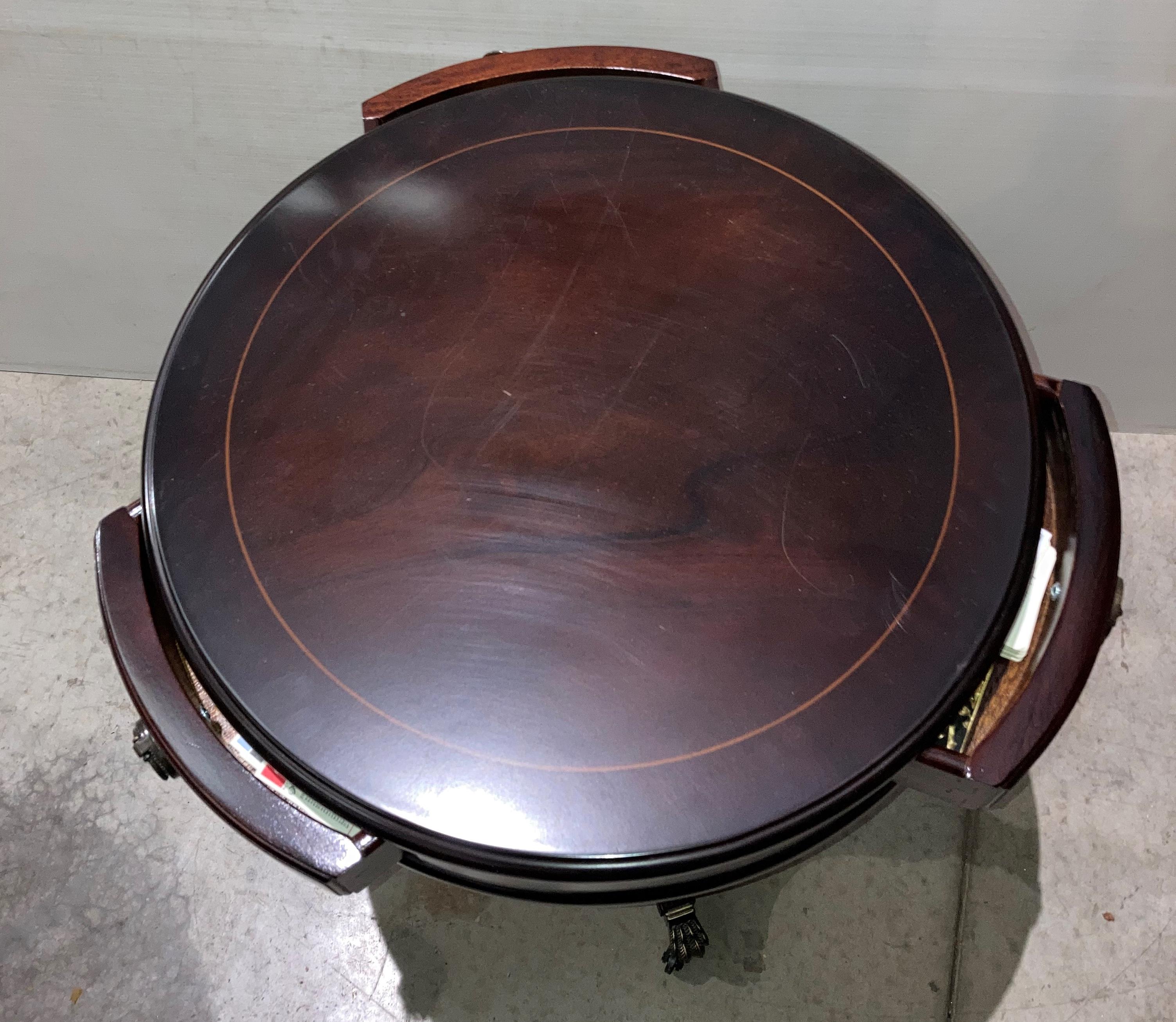 Mahogany finish drum side table with four drawers, - Image 2 of 2