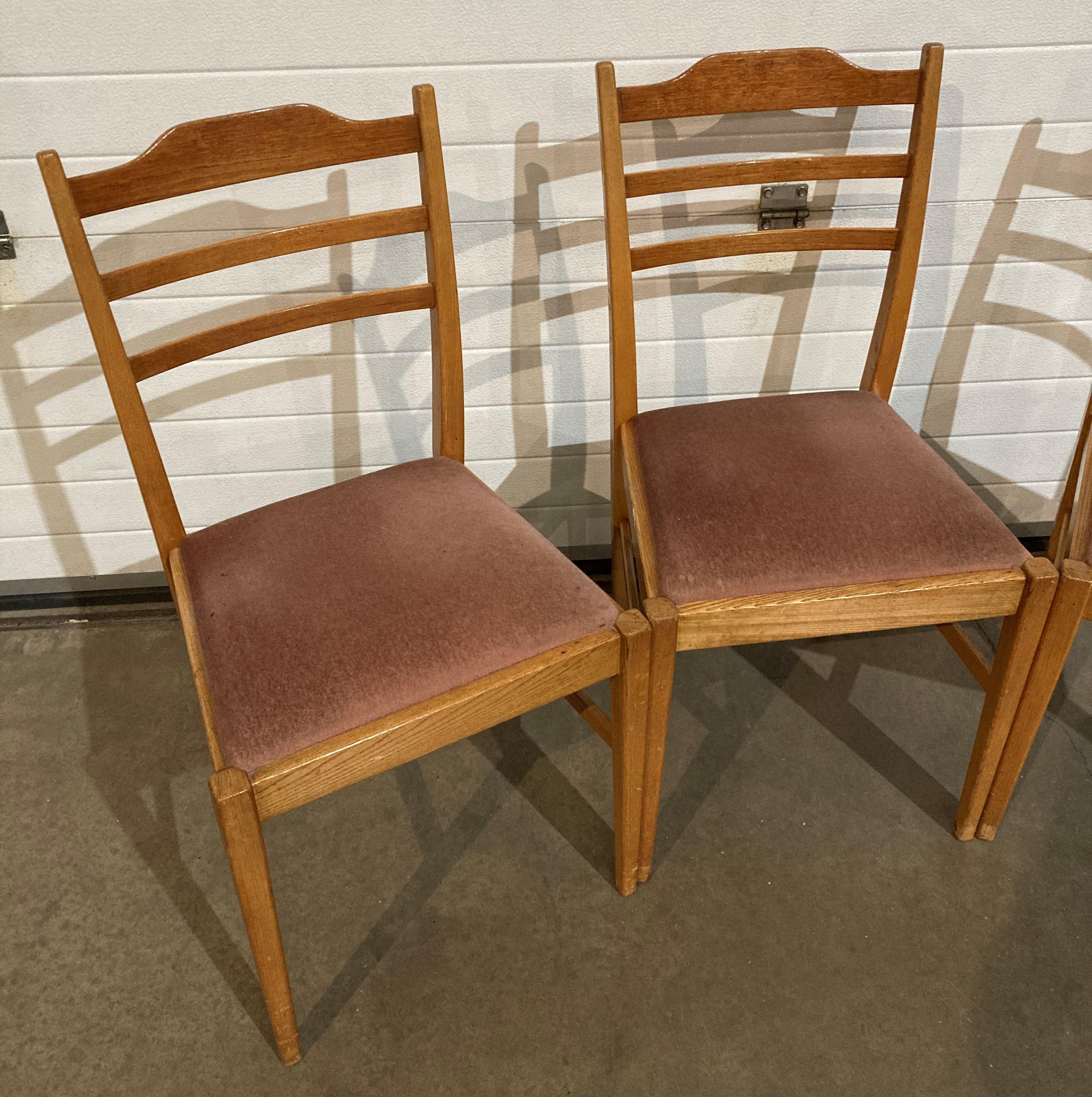 Three beech chairs by Russell of Broadway with light brown fabric (saleroom location: MA3) - Image 2 of 3