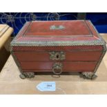 A 19th Century gilt mounted sewing box with single drawer (23cm wide) - interior section needs