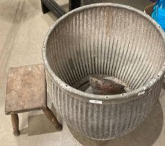 Galvanised Peggy tub, small stool,