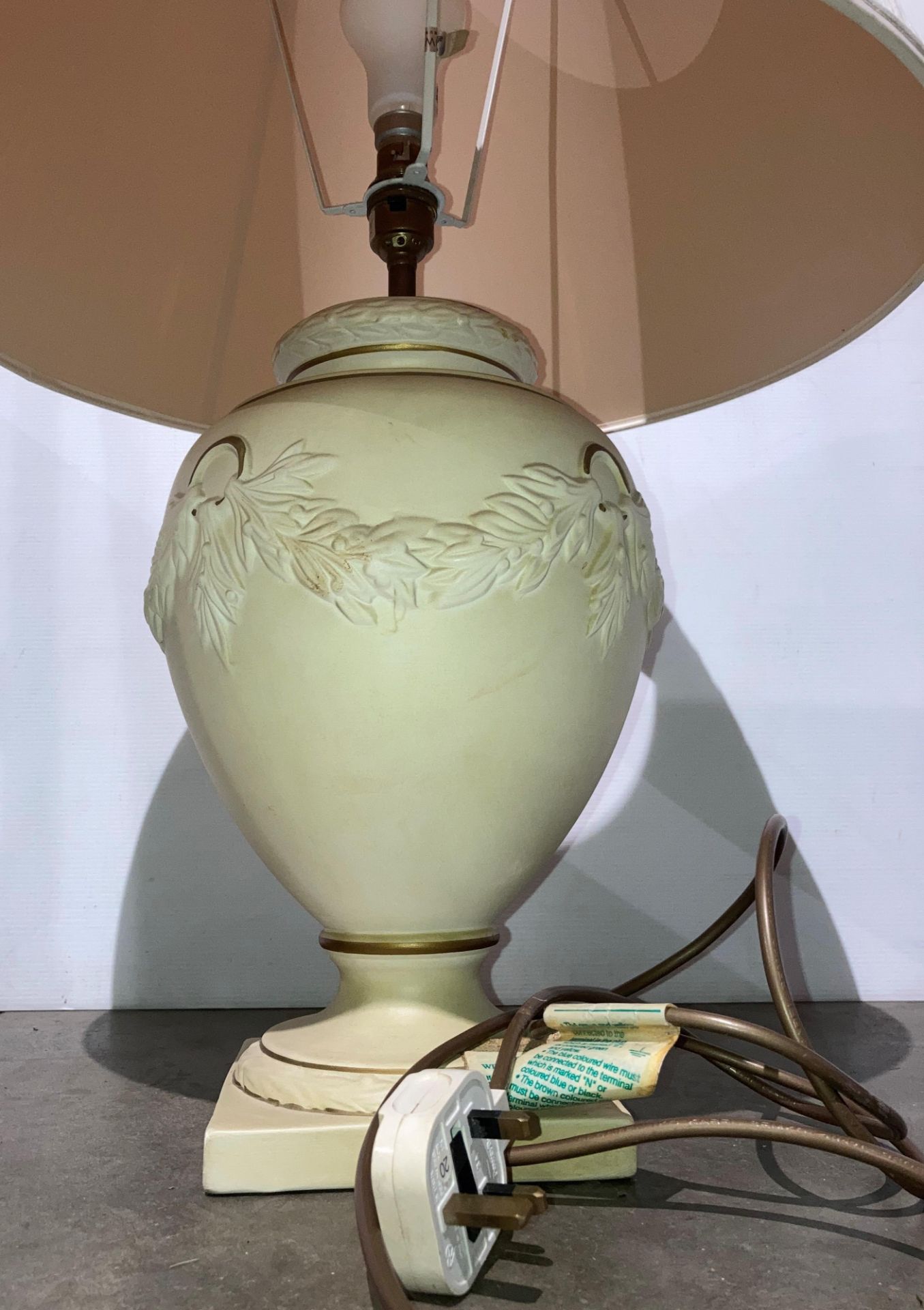 BHS vintage-style pottery table lamp with white pleated shade (saleroom location: MA6) - Image 2 of 2