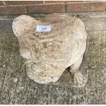 Large concrete garden ornament of a seated bulldog,