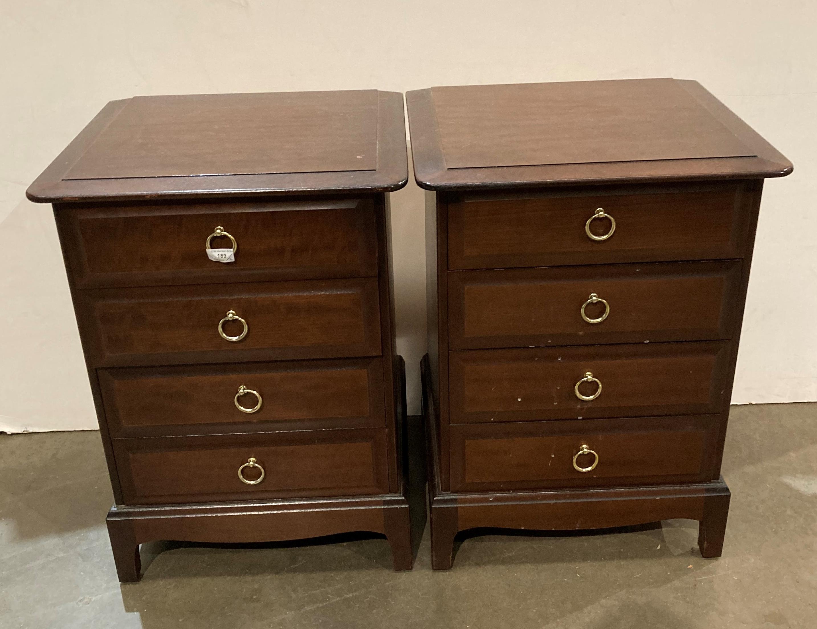 Pair of Stag Minstrel mahogany four drawer bedside units,