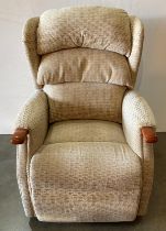 Manual reclining high-back armchair in an oatmeal coloured fabric (saleroom location: MA4)