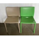 Two designer chairs by Jasper Morrison in green and grey plastic (saleroom location: MA4)