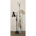 A black and grey metal standing lamp (black lamp has adjustable head) (saleroom location: MA4)