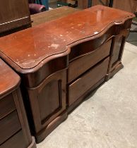 Walnut serpentine front sideboard with five drawers and two doors - size 153 x 86cm high (saleroom