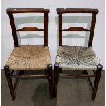 Pair of elm church chairs with re-woven seats and single ladder-back (saleroom location: MA4)