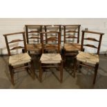 Set of six elm church chairs with re-woven seats and two with book shelves (saleroom location: MA4)