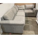 Grey fabric upholstered corner suite - 6' long section x 6.