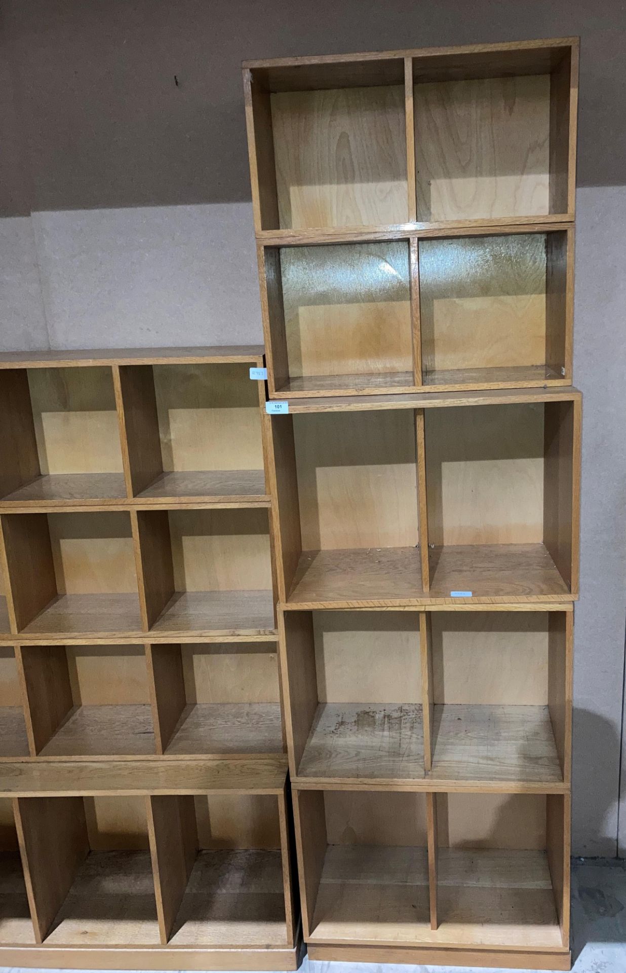 A 'Unix' oak stacking storage system including 3 x 2 block sections (55cm x 38cm), - Image 3 of 3