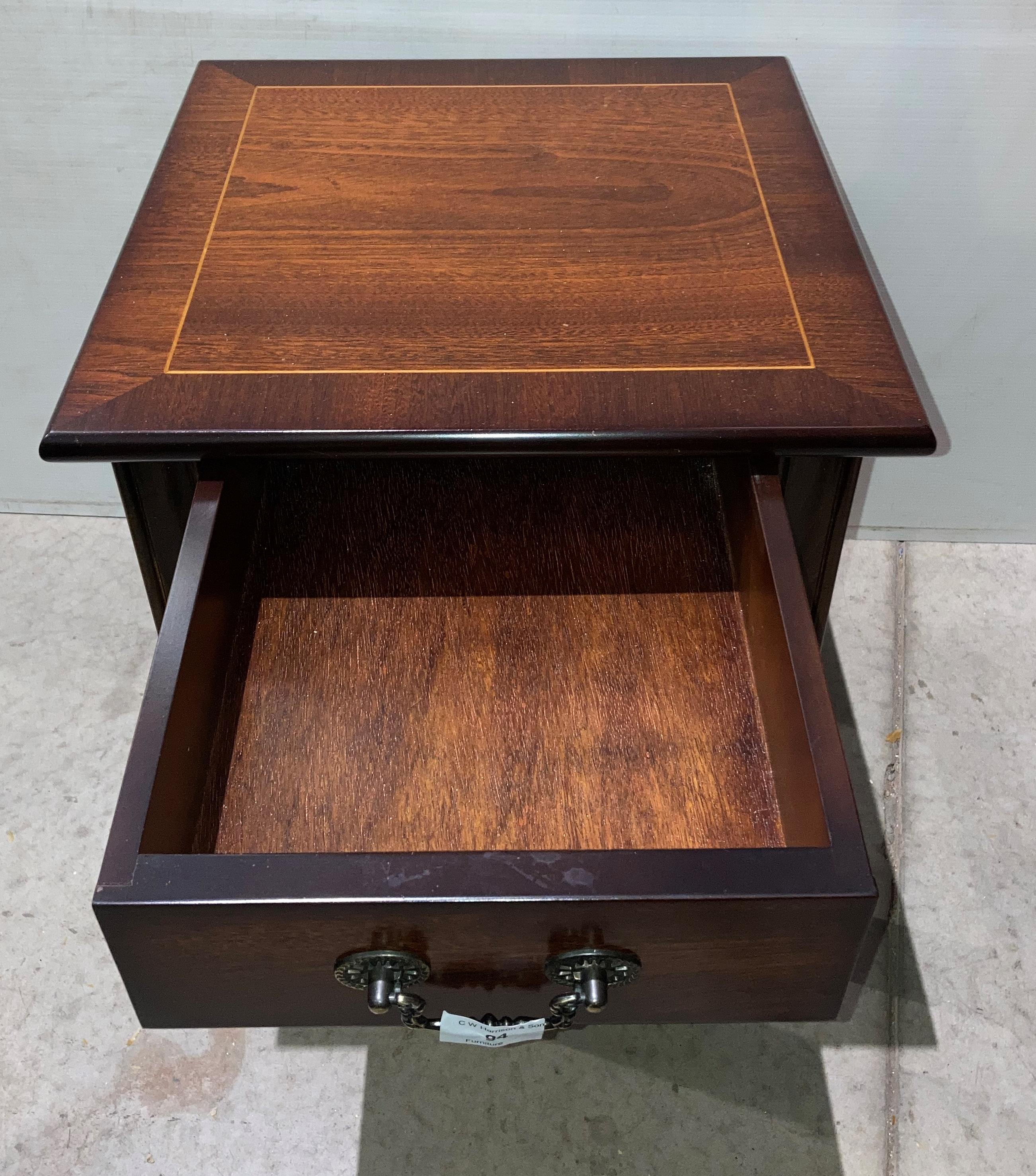 A mahogany square single-drawer side table, - Image 2 of 2