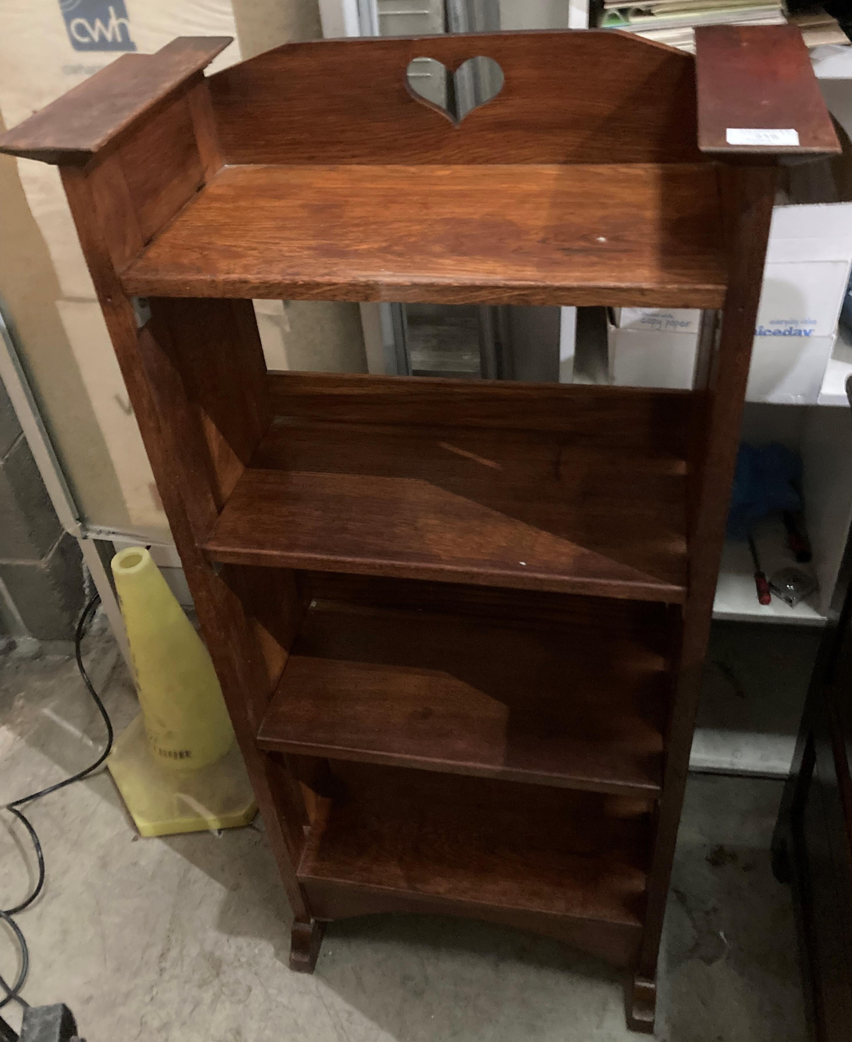 An oak Arts & Crafts small four-shelf open bookcase, - Image 2 of 2