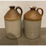 A pair of vintage stoneware 1-gallon botanical brewer flagons,