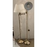 Two brushed brass-effect standing lamps with adjustable heads (saleroom location: MA4)