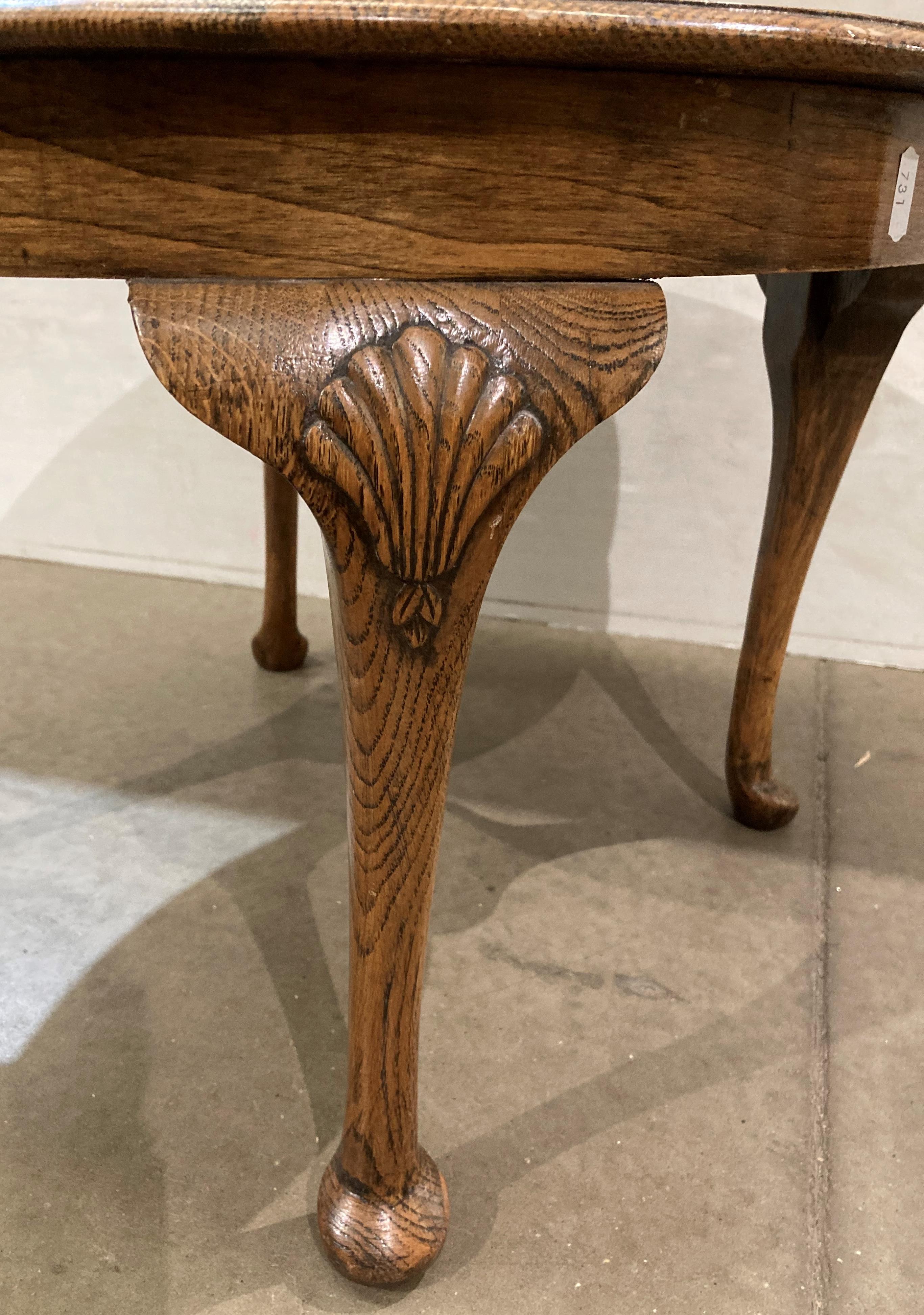 An oak side/coffee table on cabriole legs, - Image 3 of 3