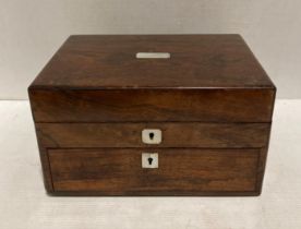 Early 20th Century wooden jewellery box with red leather inserts, lift-top, single-drawer,