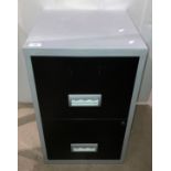 Pierce Henry two drawer metal filing cabinet in silver and black,