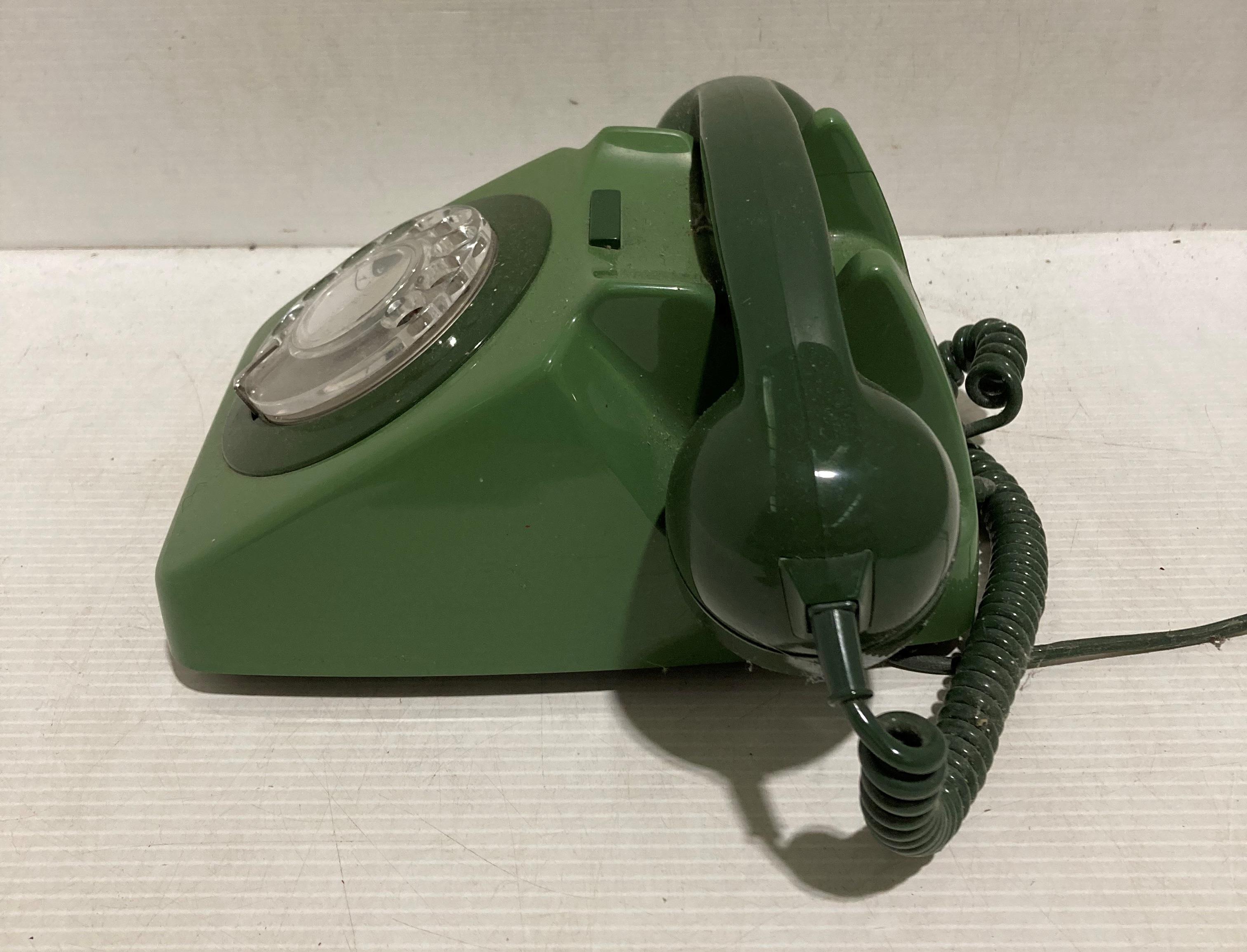 A green plastic turn dial telephone, - Image 2 of 3