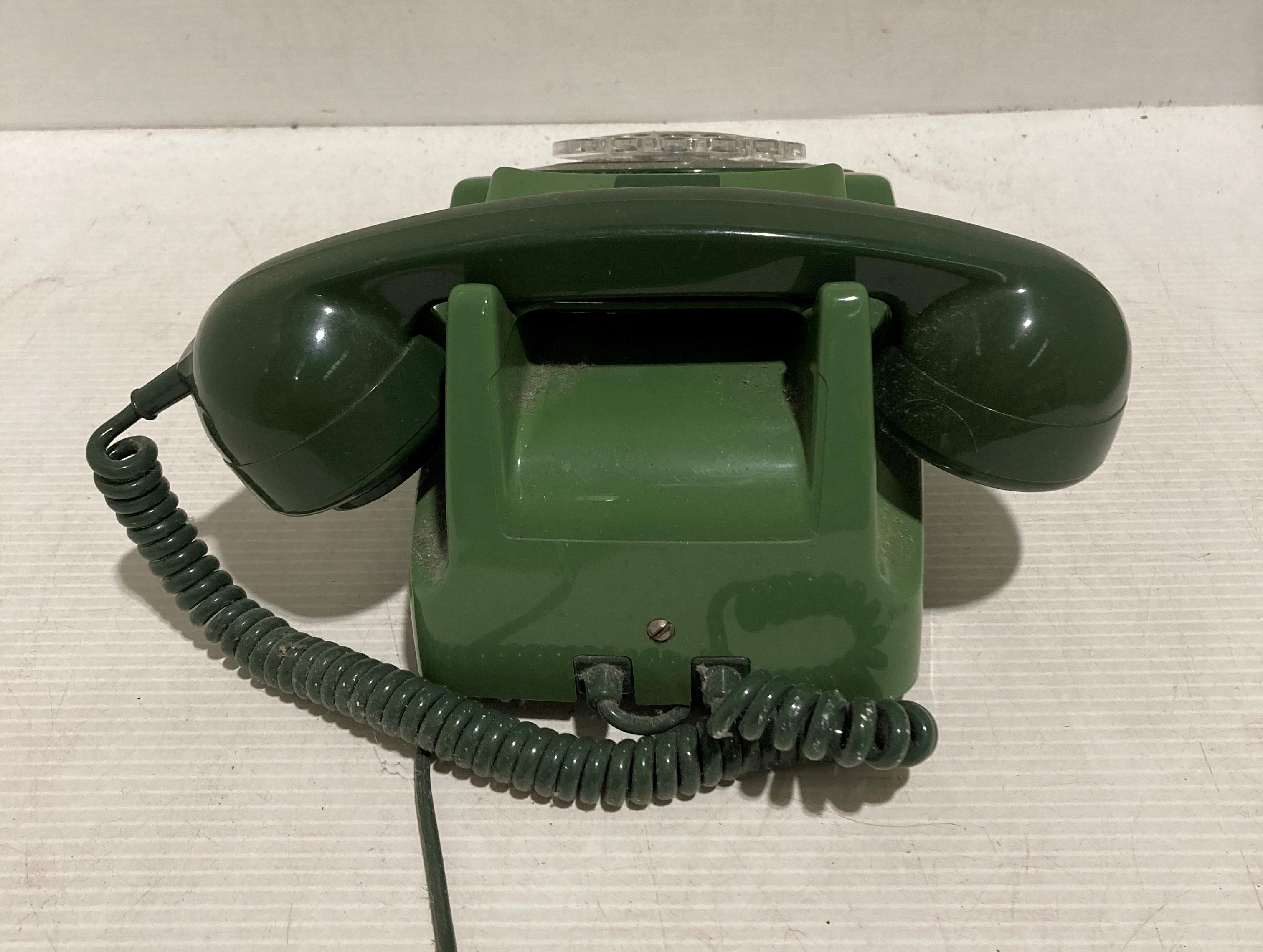 A green plastic turn dial telephone, - Image 3 of 3