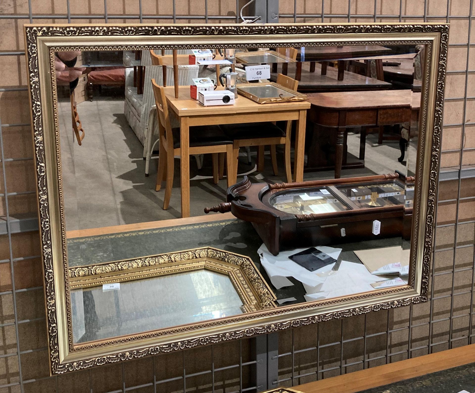 A rectangular gilt framed mirror,