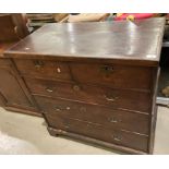 An oak chest of five drawers (two shorts, two long),