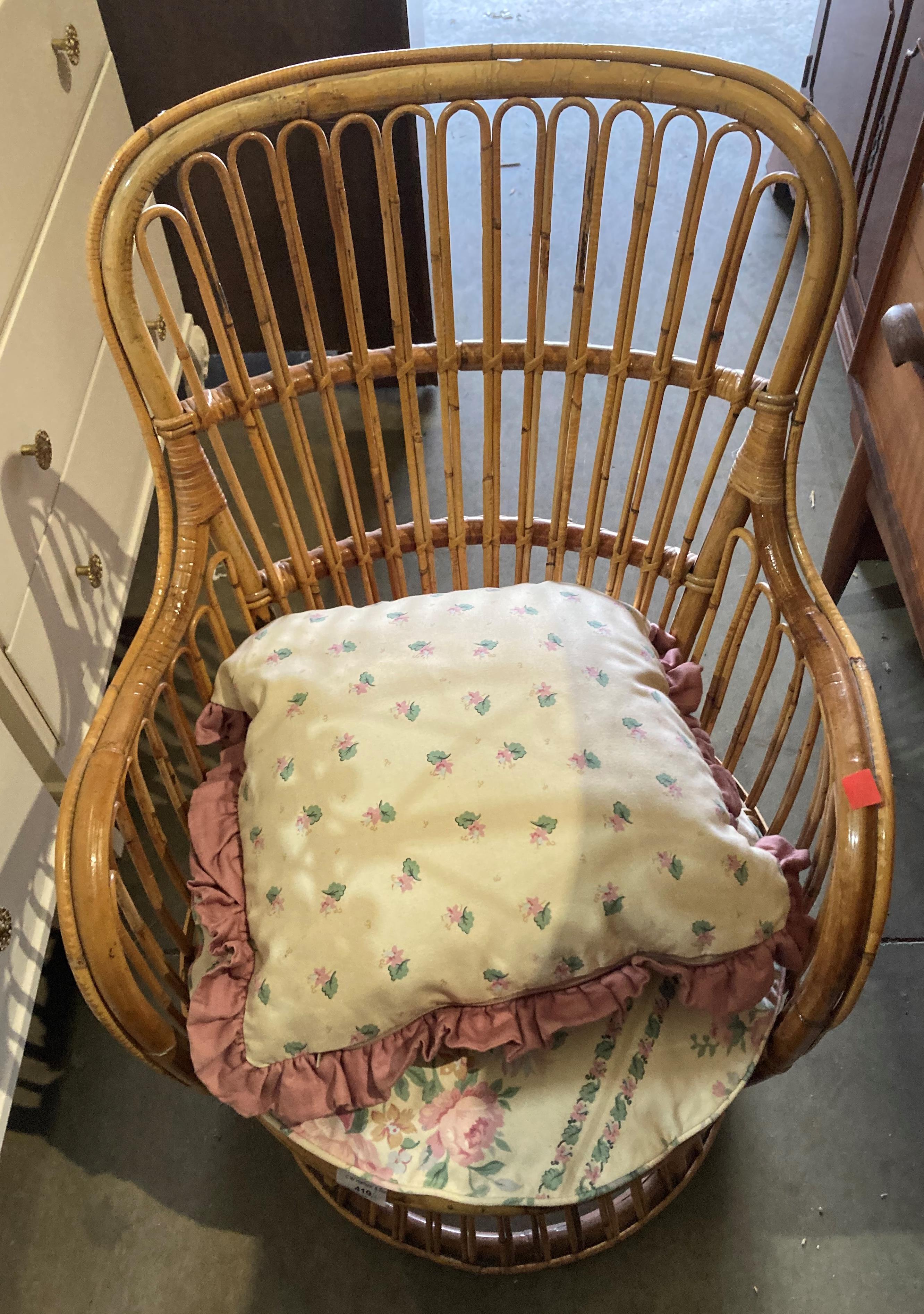 A bamboo armchair and small circular side table (2) (saleroom location: MA2) - Image 5 of 9