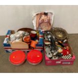 Contents to two trays - assorted kitchenalia and general house stock (saleroom location: MA3)