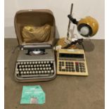 Three items - an Empire Corona manual typewriter in case,