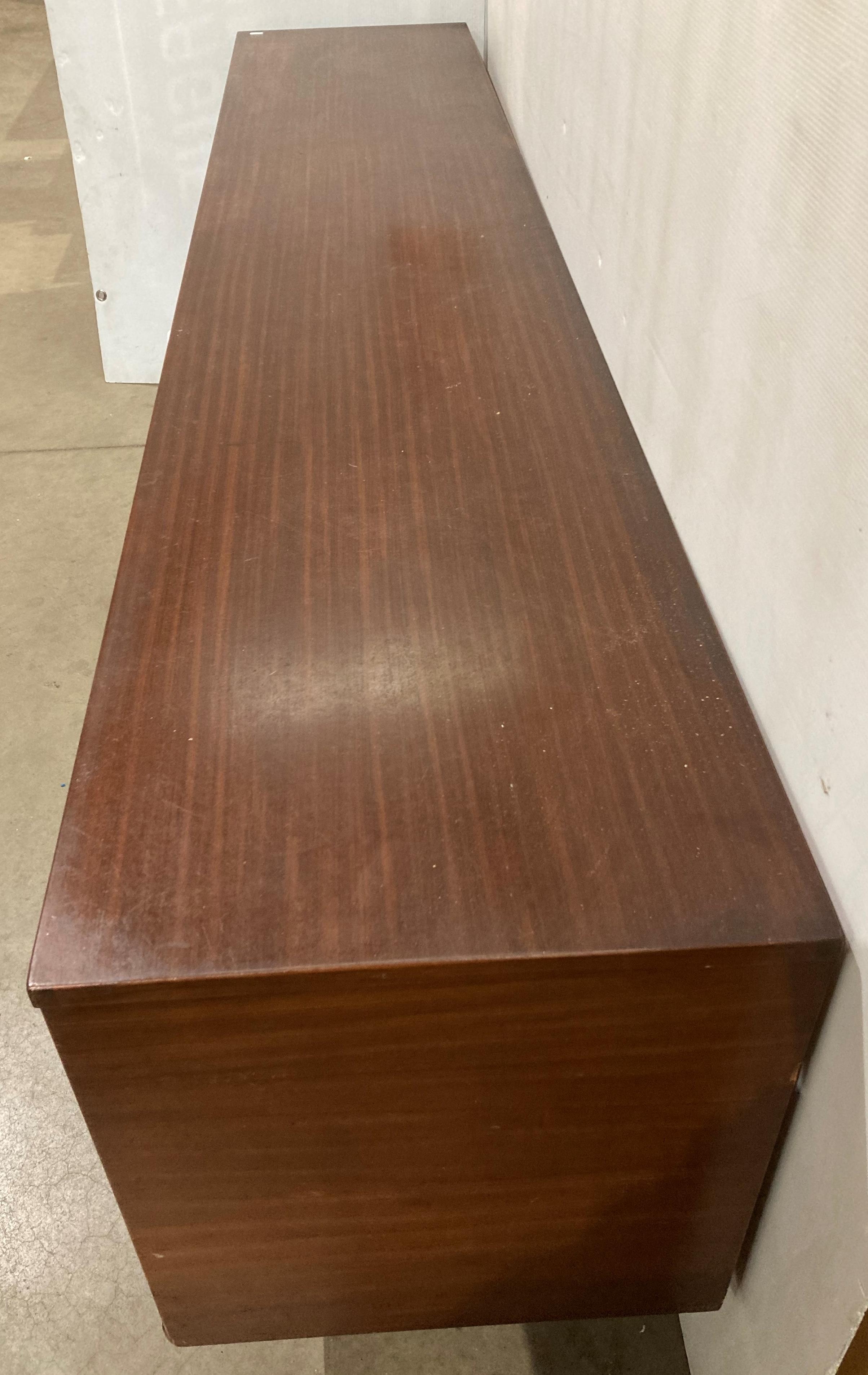 Mid-Century dark teak sideboard with two doors and four drawers including a cutlery drawer and a - Image 2 of 5