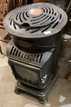 A Provence black metal stove effect calor gas heater,