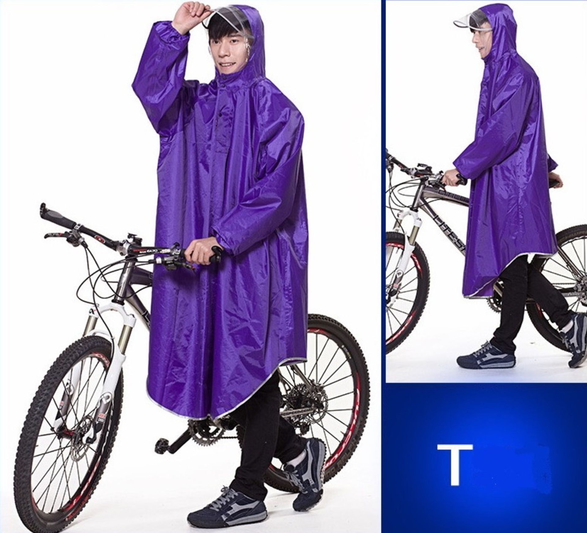 2 x bike ponchos - one purple,